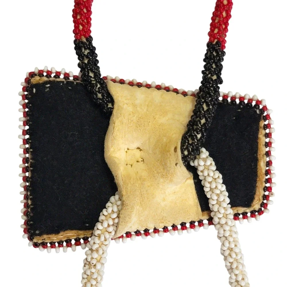 VTG‎ 50s Native American Plains Style Beaded Bolo Tie Lazy JT Cattle Brand Rodeo